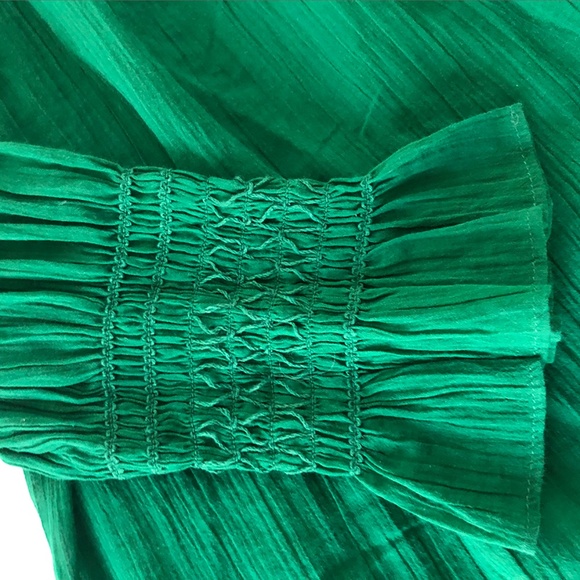 MAJE smocked off the shoulder green top Size 1 - Picture 5 of 10